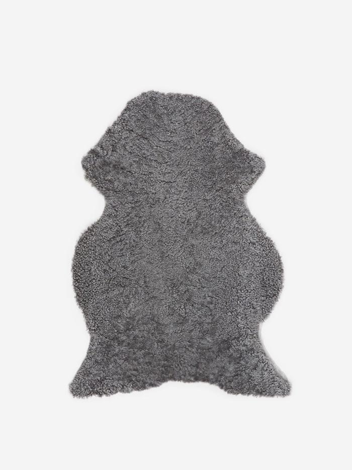 Natures Collection Natures Collection Short Curly Wool Sheepskin Rug - Light Grey - Grey