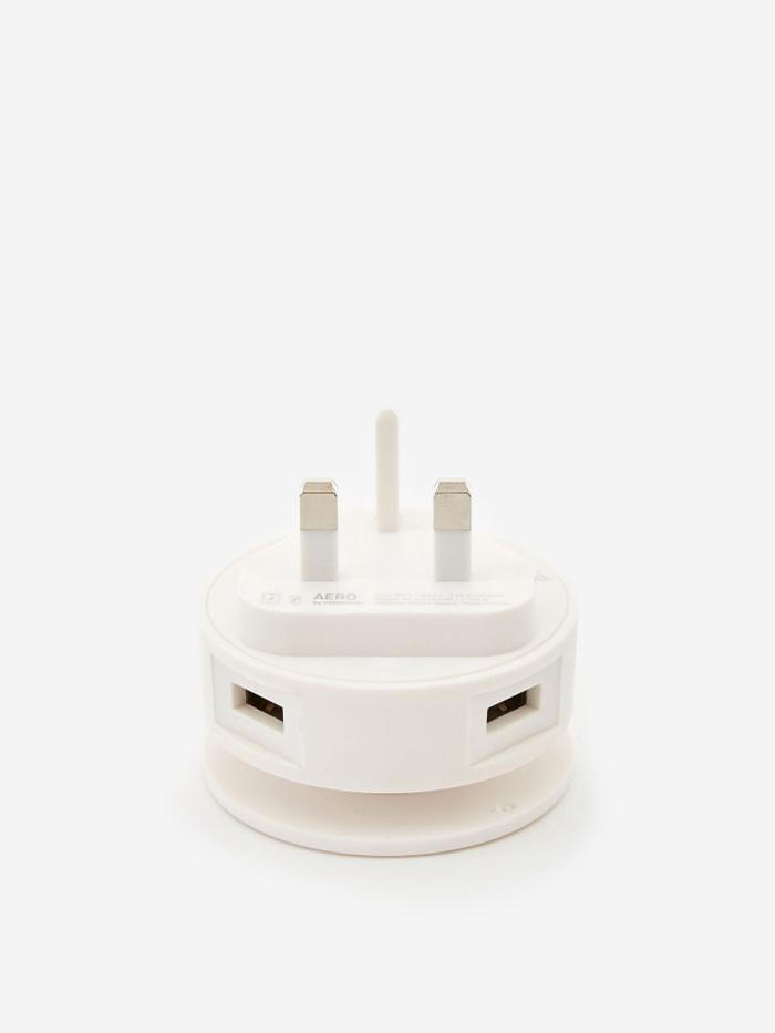 Usbepower Usbepower Aero Mini Dual USB Charger, Phone Stand & Cable Roller - White