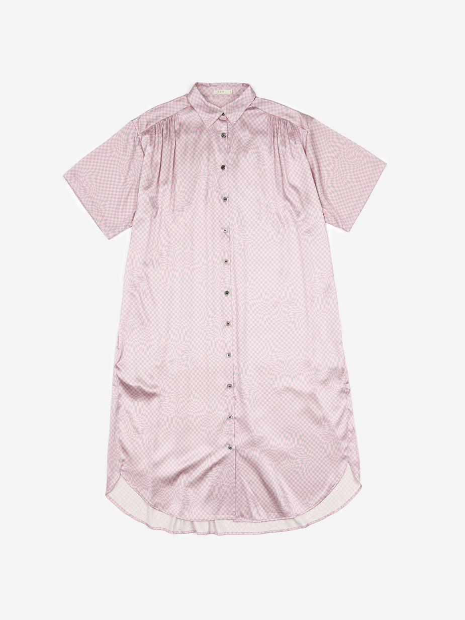 6397 6397 Oversized Shirt Dress - Pink/Grey - Pink
