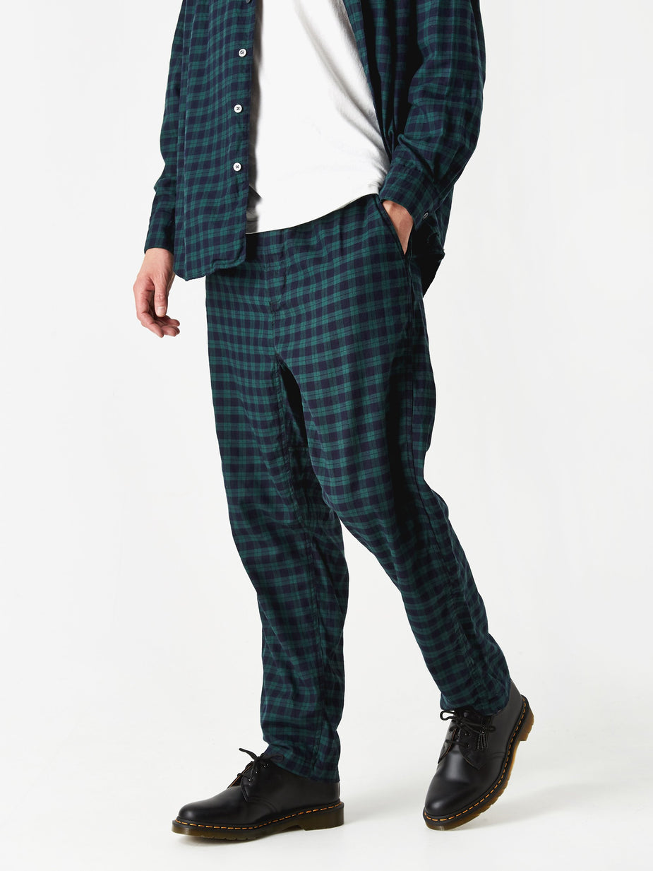 AiE AiE EZ Trouser - Green Cotton Tartan Check - Green