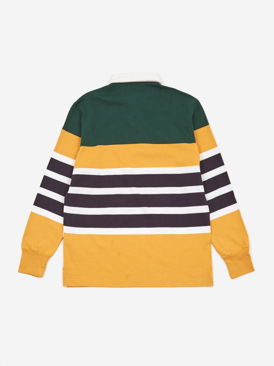 Aime Leon Dore Aime Leon Dore 12 Oz Longsleeve Striped Poloshirt - Evergreen Multi - Green