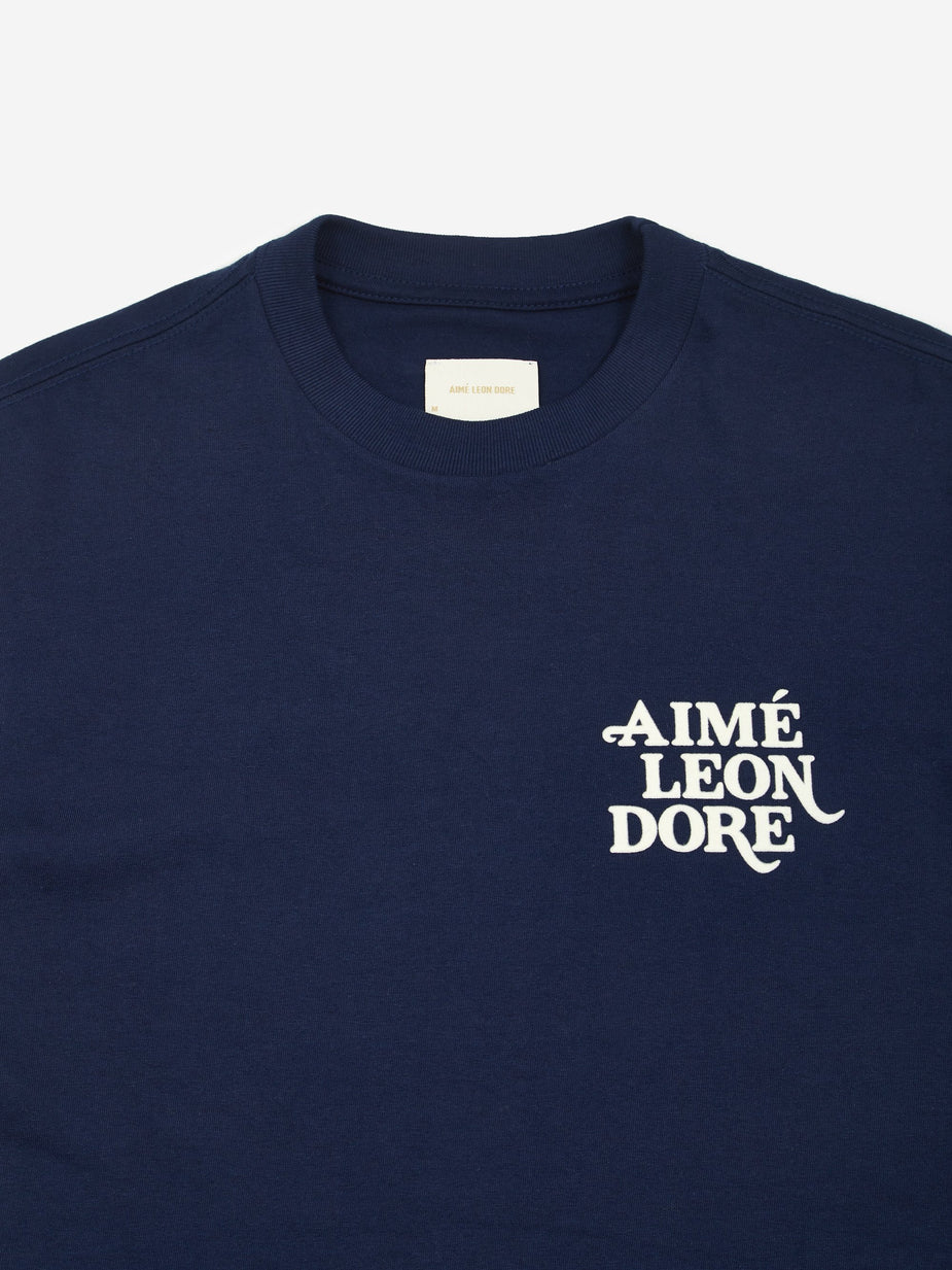 Aime Leon Dore Aime Leon Dore 12oz Jersey Logo Shortsleeve T-Shirt - Flag Navy - Blue