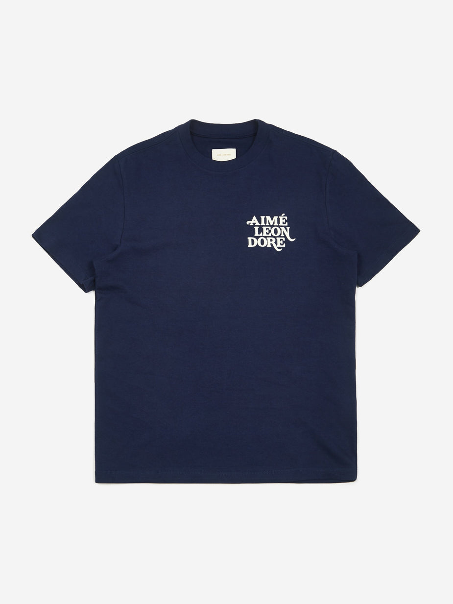 Aime Leon Dore Aime Leon Dore 12oz Jersey Logo Shortsleeve T-Shirt - Flag Navy - Blue