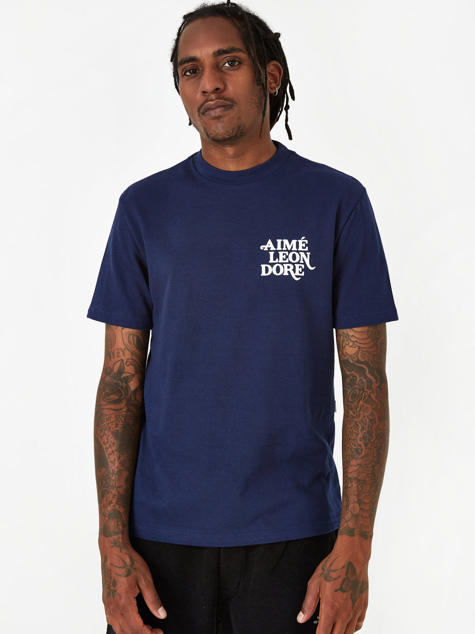 Aime Leon Dore Aime Leon Dore 12oz Jersey Logo Shortsleeve T-Shirt - Flag Navy - Blue