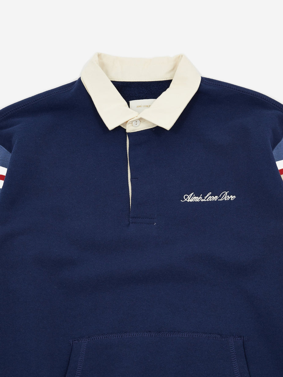 Aime Leon Dore Aime Leon Dore 17oz Terry Ribbed Shoulder Rugby Shirt - Flag Navy - Blue