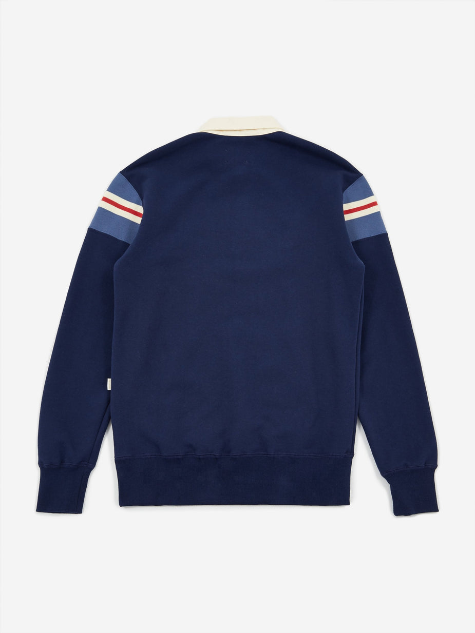 Aime Leon Dore Aime Leon Dore 17oz Terry Ribbed Shoulder Rugby Shirt - Flag Navy - Blue