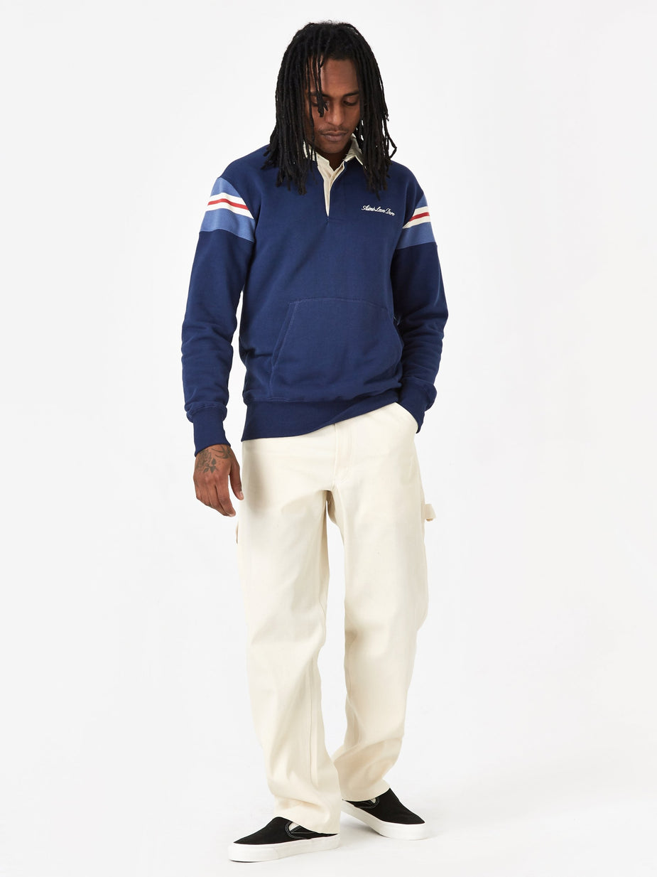 Aime Leon Dore Aime Leon Dore 17oz Terry Ribbed Shoulder Rugby Shirt - Flag Navy - Blue