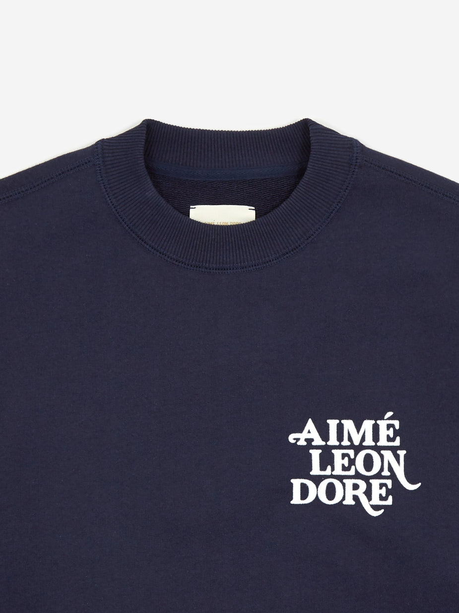 Aime Leon Dore Aime Leon Dore 70s Graphic Crewneck Sweatshirt - Maritime Blue - Blue