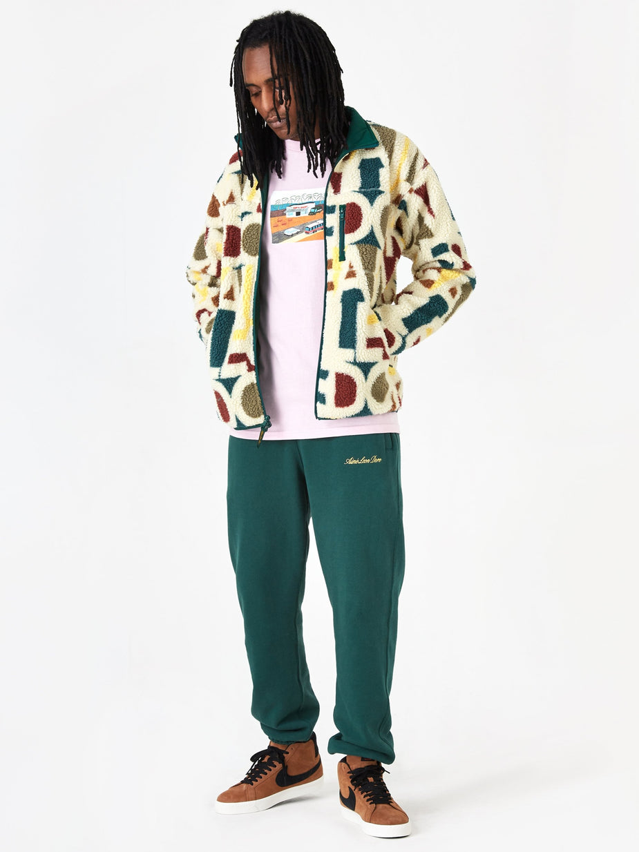 Aime Leon Dore Aime Leon Dore Blown Print Full Zip Polar Fleece - Botanical Green Combo - Green