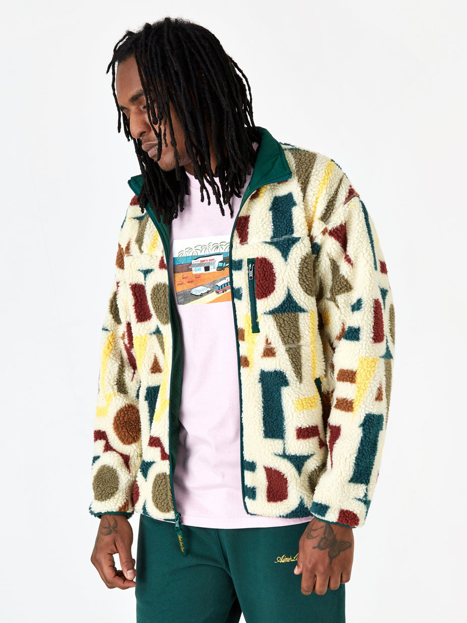 Aime Leon Dore Aime Leon Dore Blown Print Full Zip Polar Fleece - Botanical Green Combo - Green