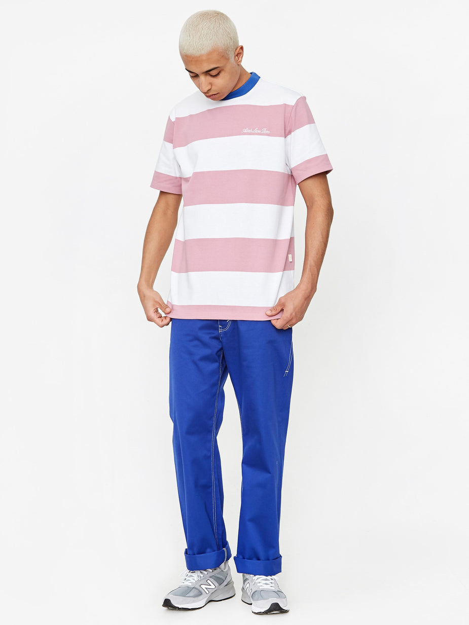 Aime Leon Dore Aime Leon Dore Thick Striped T-Shirt - Heather Rose/White - White