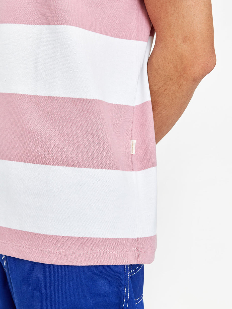 Aime Leon Dore Aime Leon Dore Thick Striped T-Shirt - Heather Rose/White - White