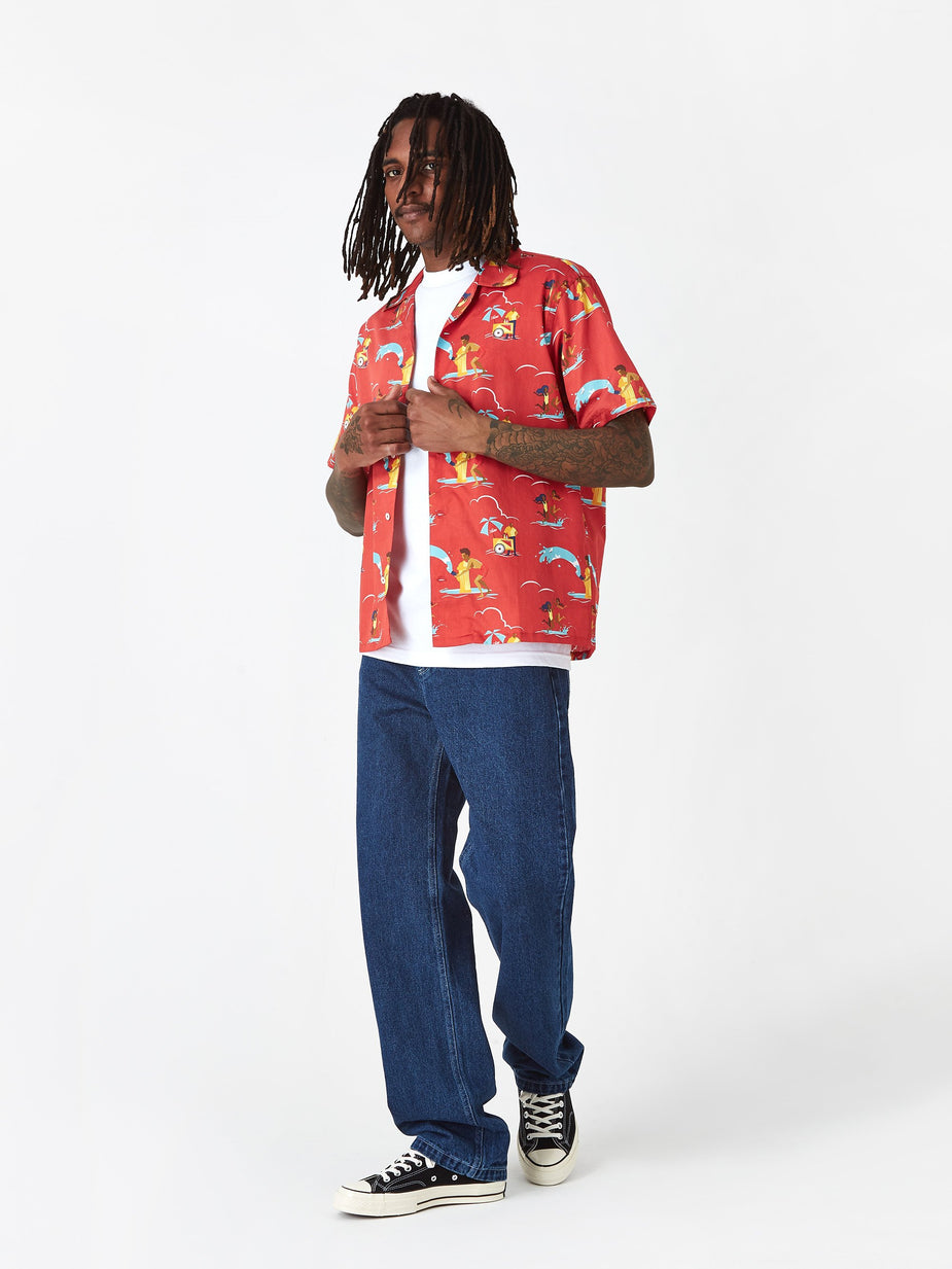 Aime Leon Dore Aime Leon Dore Block Party Leisure Shirt - Mineral Red Combo - Red