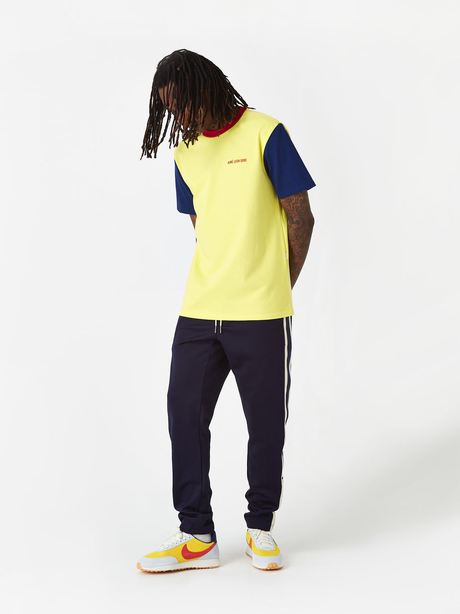 Aime Leon Dore Aime Leon Dore Colour Blocked Logo T-Shirt - Highlighter Yellow - Yellow