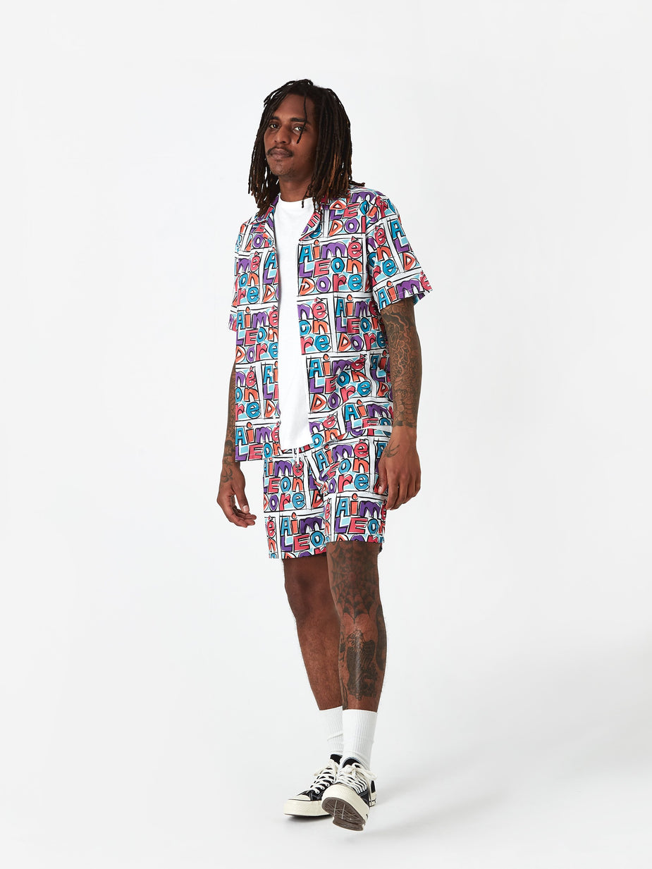 Aime Leon Dore Aime Leon Dore Crayon Print Leisure Shirt - Purple Tape Combo - Purple