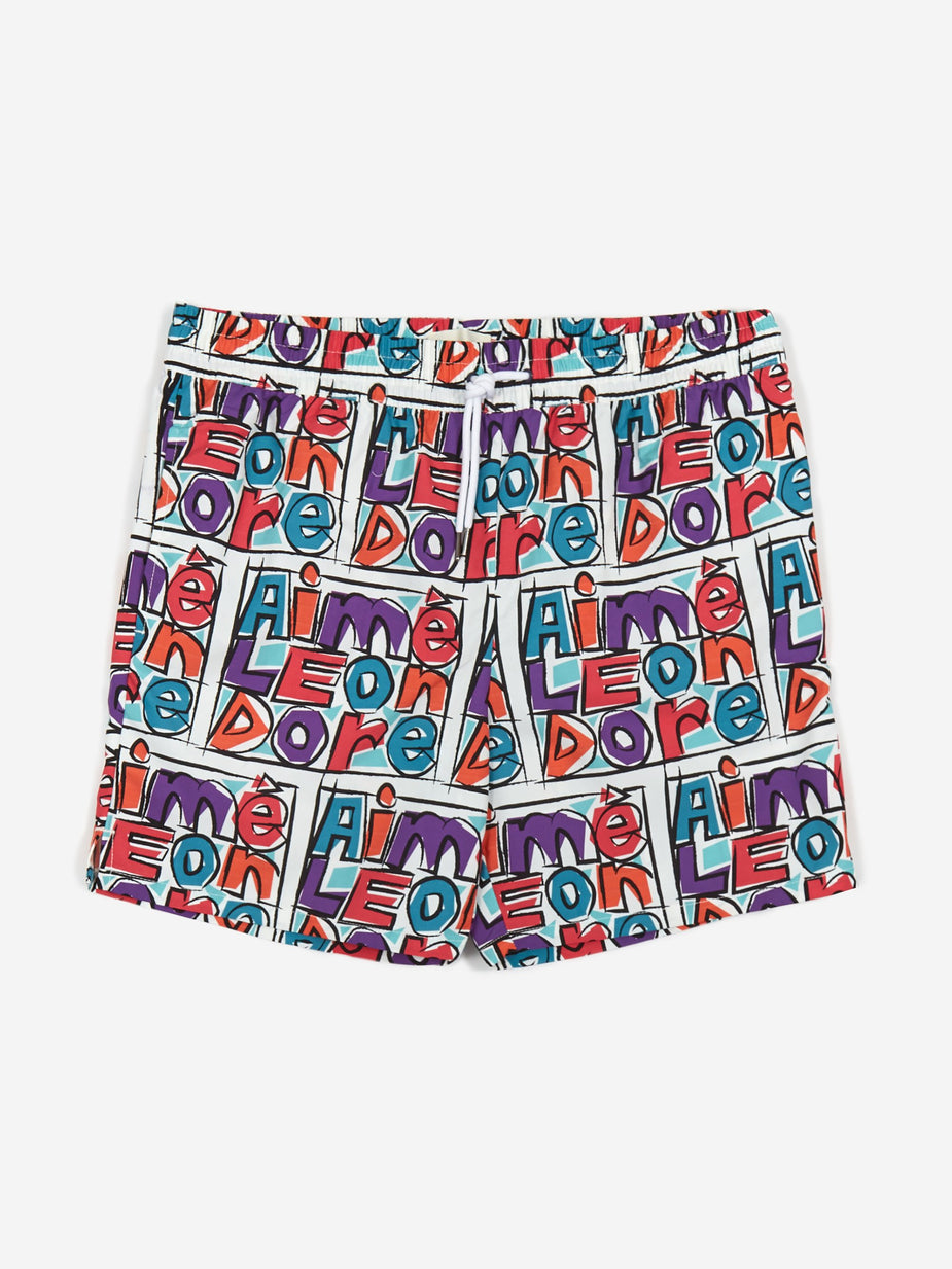 Aime Leon Dore Aime Leon Dore Crayon Print Swim Trunks - Purple Tape Combo - Purple