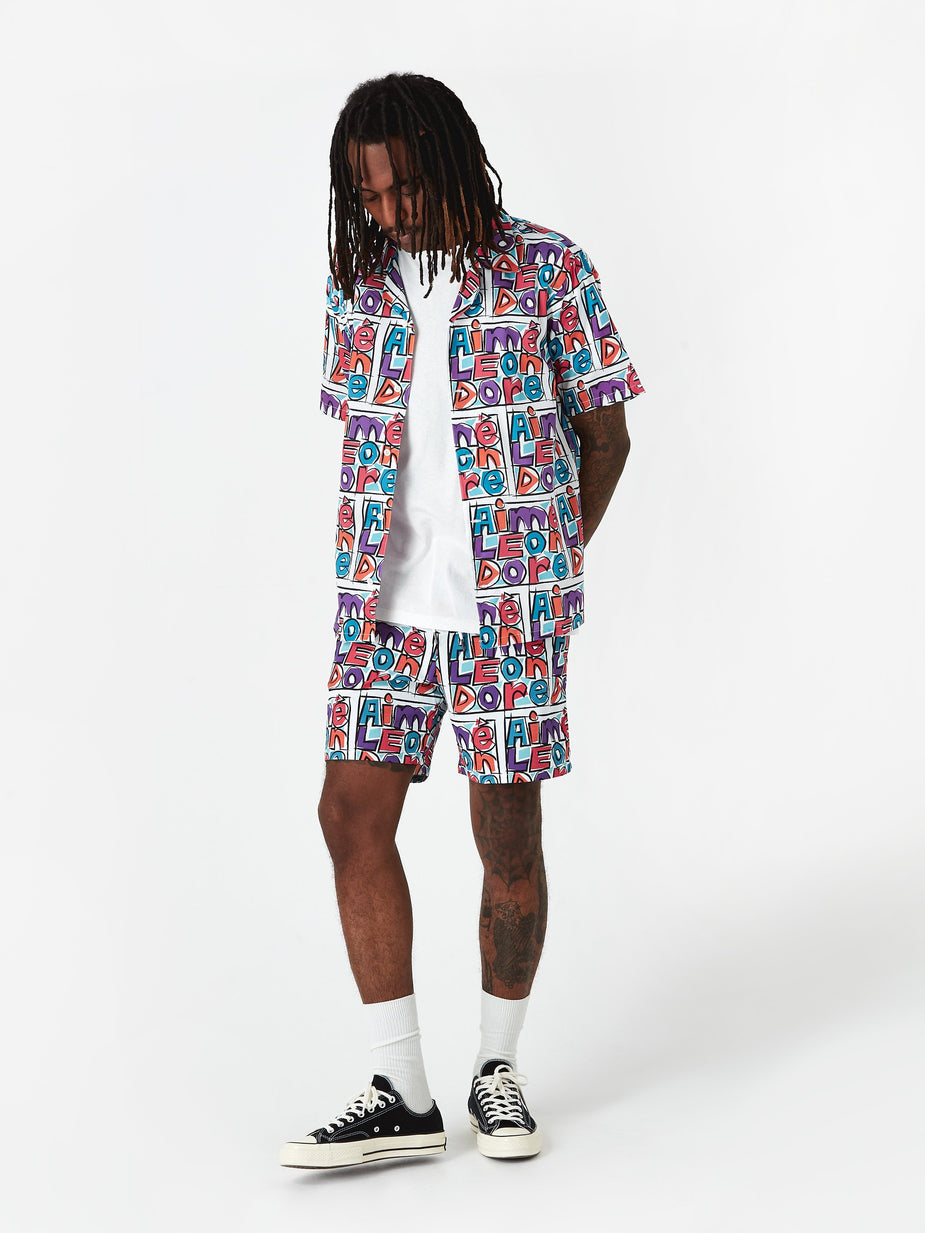 Aime Leon Dore Aime Leon Dore Crayon Print Swim Trunks - Purple Tape Combo - Purple