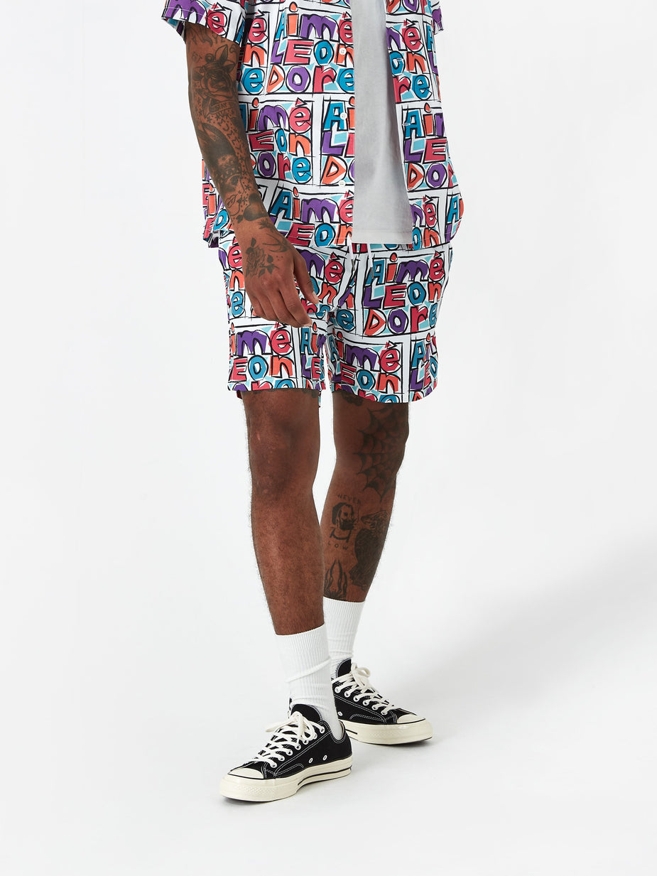 Aime Leon Dore Aime Leon Dore Crayon Print Swim Trunks - Purple Tape Combo - Purple