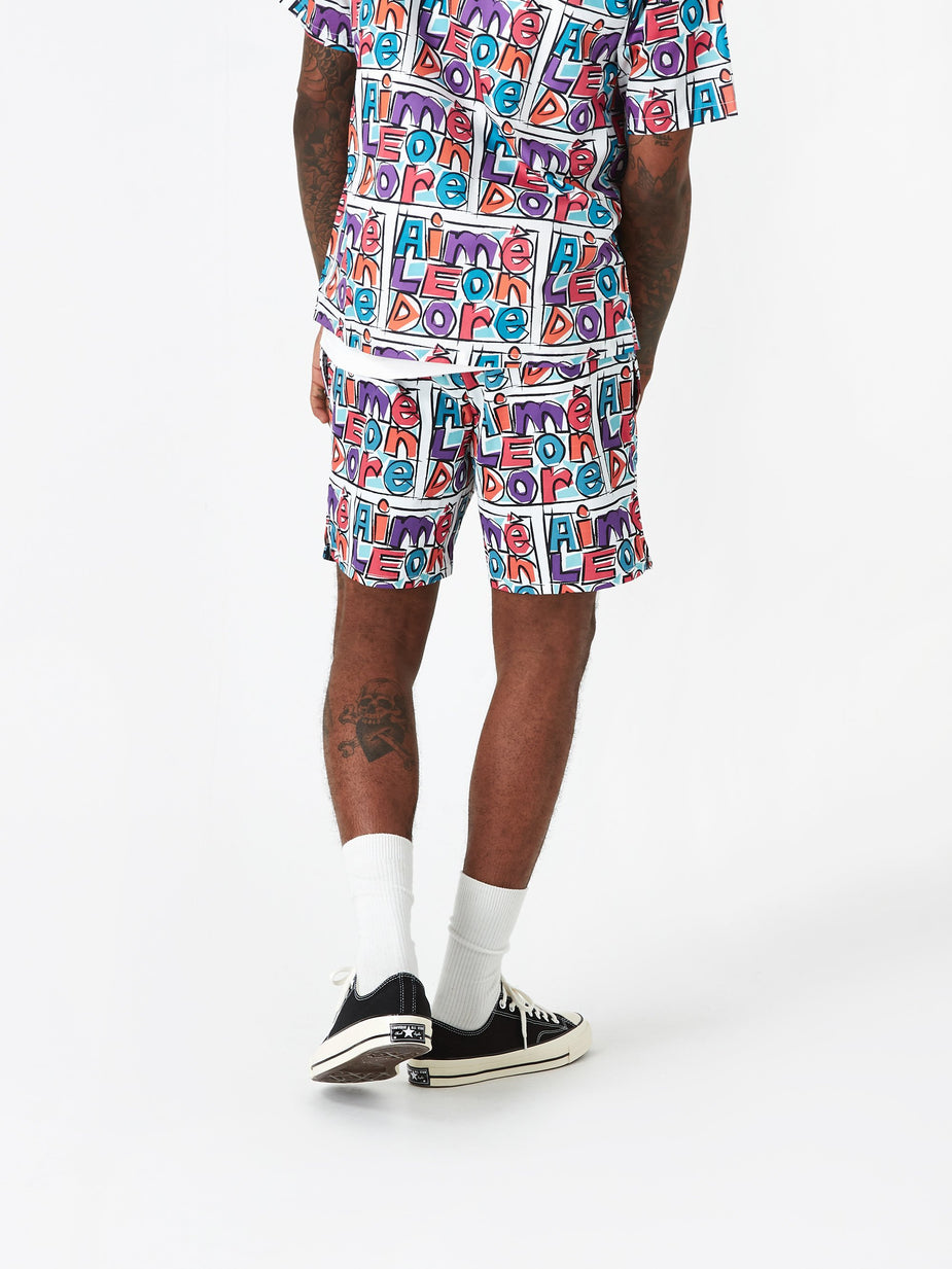 Aime Leon Dore Aime Leon Dore Crayon Print Swim Trunks - Purple Tape Combo - Purple