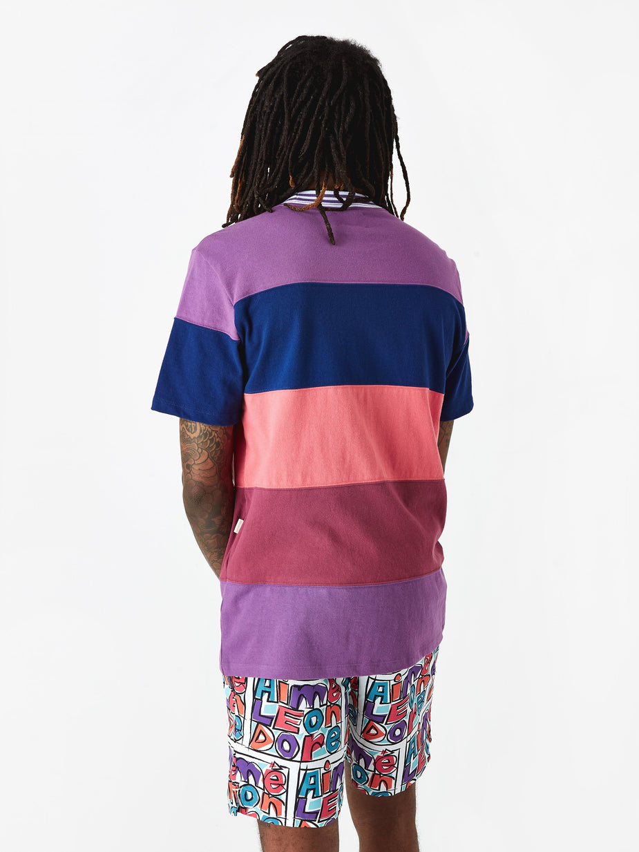 Aime Leon Dore Aime Leon Dore Striped Ribbed Collar T-Shirt - Purple Tape Combo - Purple