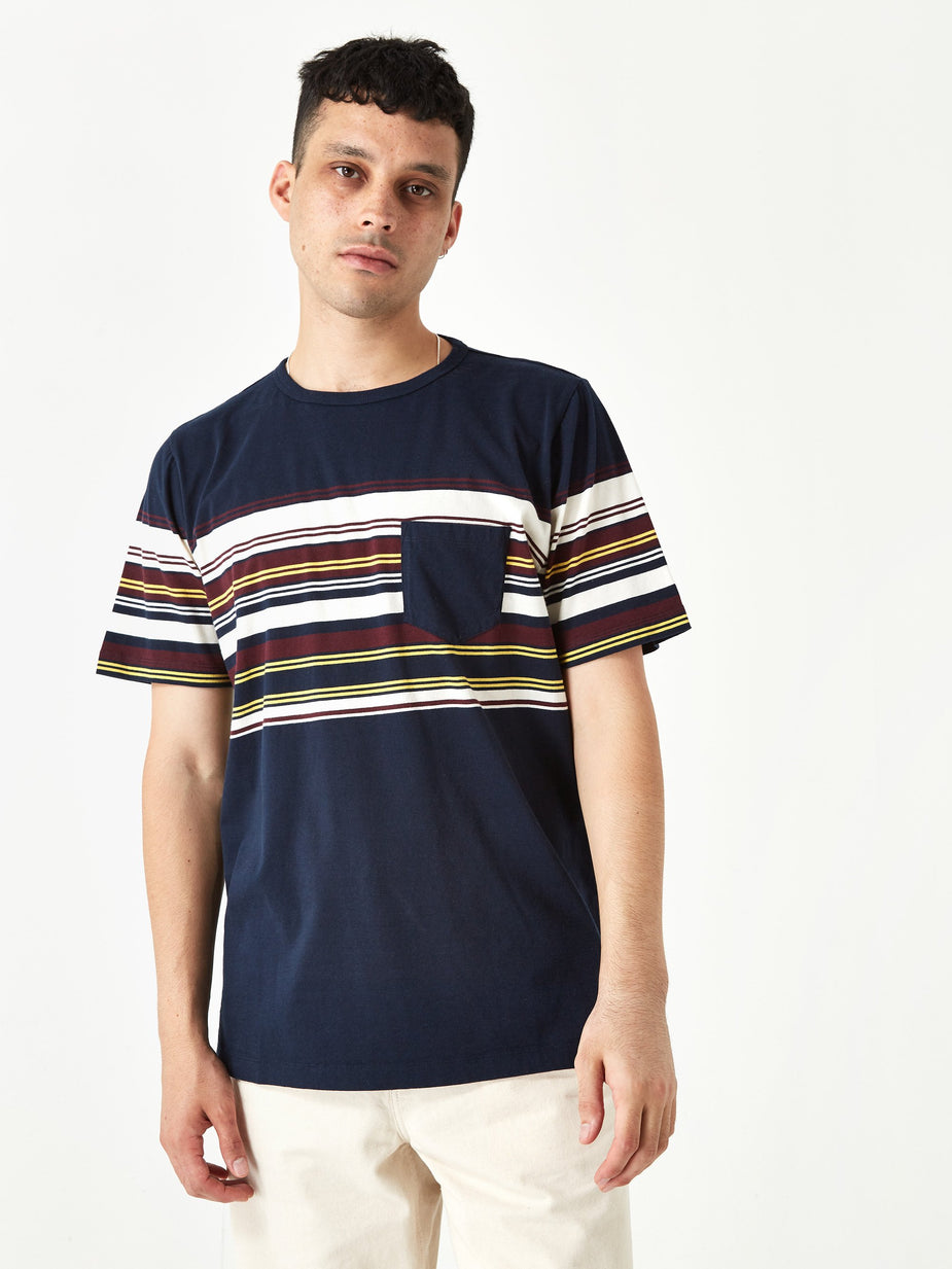 Albam Albam Buren Stripe T-Shirt - Navy - Blue