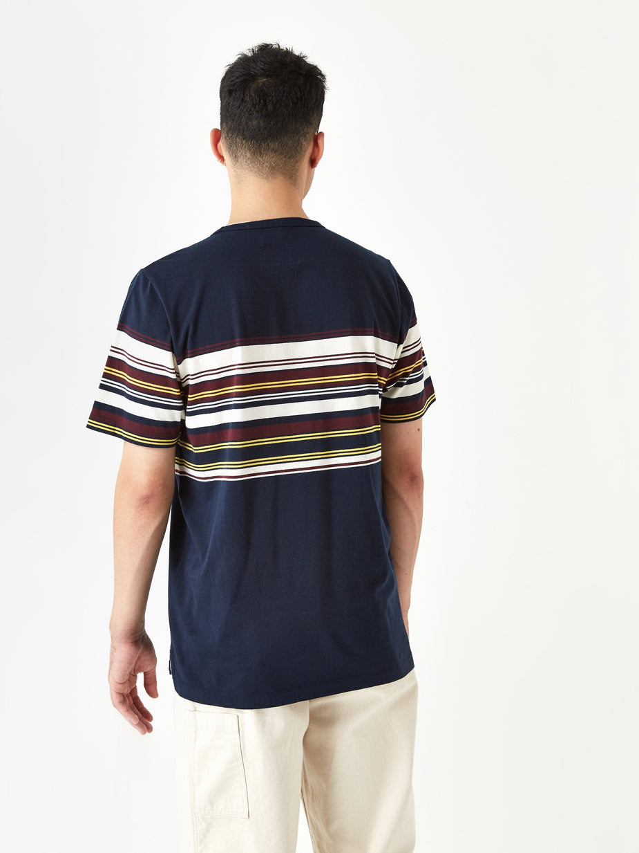 Albam Albam Buren Stripe T-Shirt - Navy - Blue