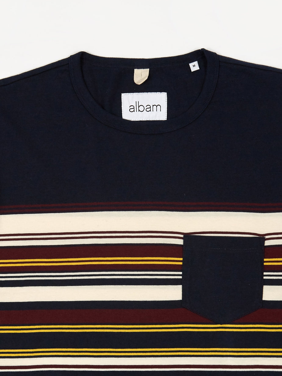 Albam Albam Buren Stripe T-Shirt - Navy - Blue