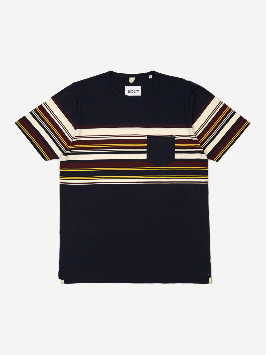Albam Albam Buren Stripe T-Shirt - Navy - Blue