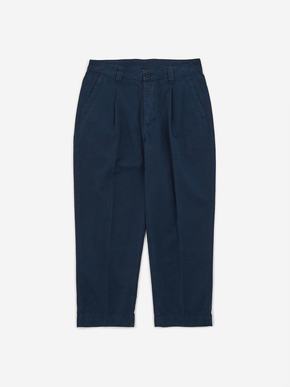 Albam Albam GD Ripstop Pleated Trouser - Navy - Blue