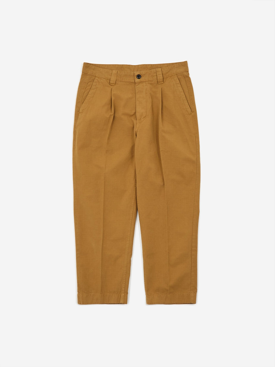 Albam Albam GD Ripstop Pleated Trouser - Tobacco - Brown