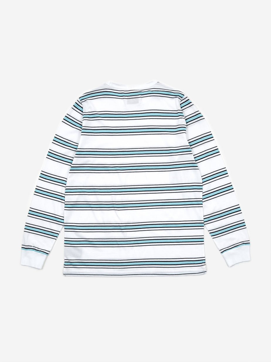 Albam Albam Heritage Stripe Longsleeve T-Shirt - White/Light Blue/Navy - Blue
