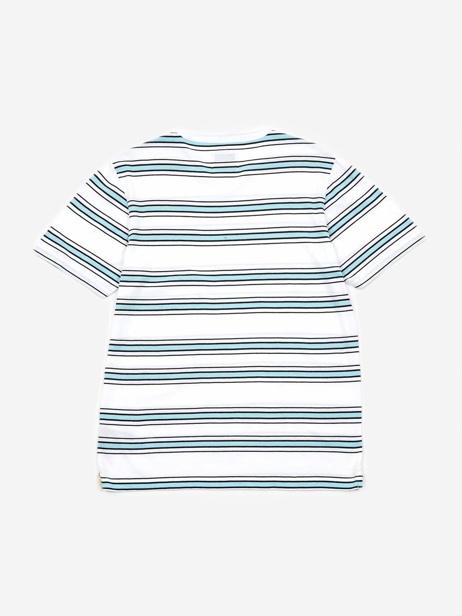 Albam Albam Heritage Stripe Shortsleeve T-Shirt - White/Light Blue/Navy - Blue