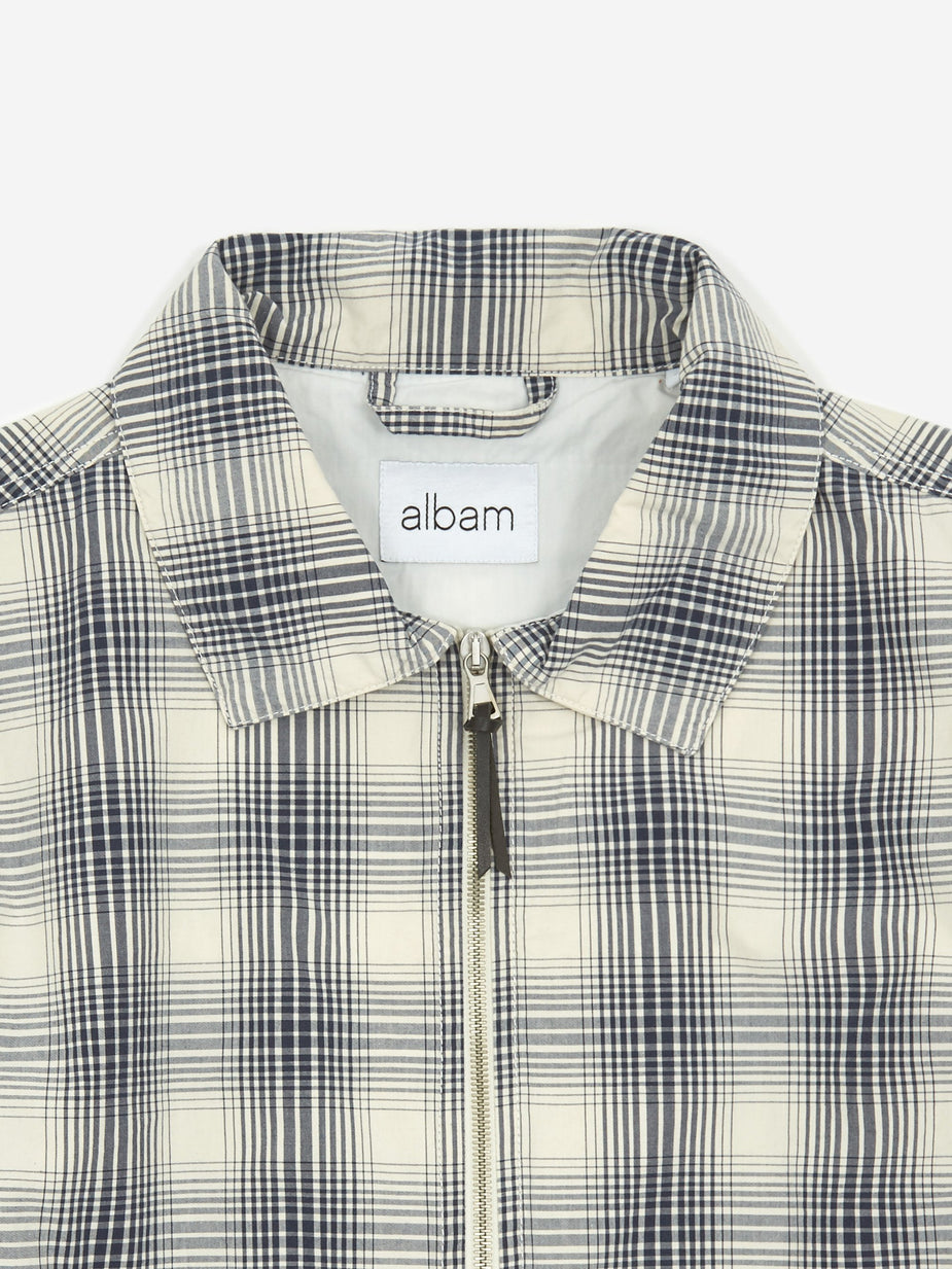 Albam Albam Over Dye Check Harrington Jacket - Ecru - Neutrals