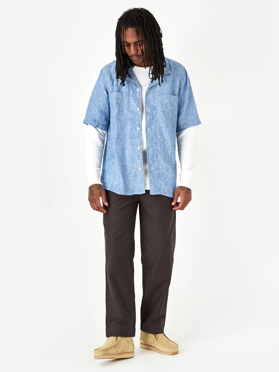 Albam Albam Revere Collar Shortsleeve Shirt - Light Blue - Blue