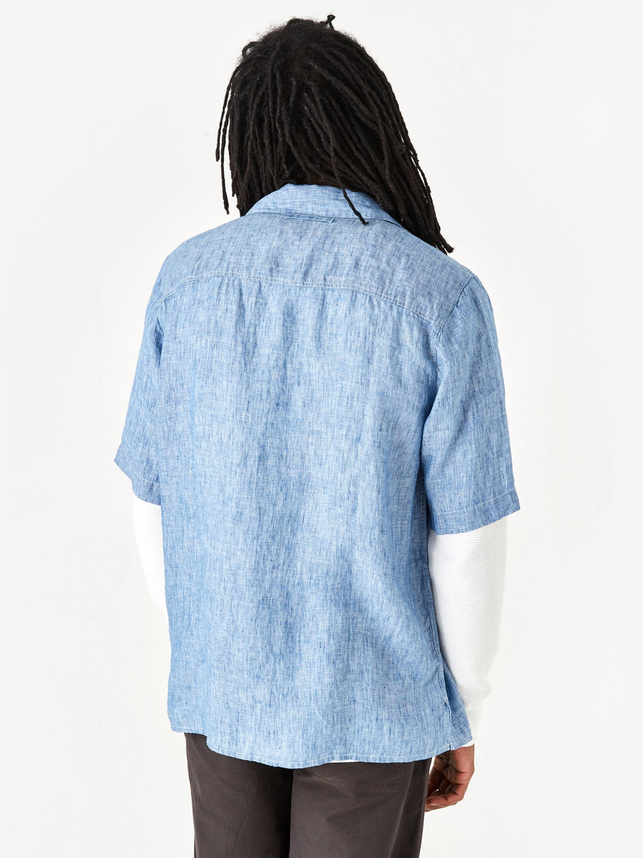 Albam Albam Revere Collar Shortsleeve Shirt - Light Blue - Blue