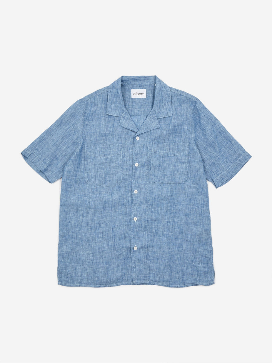 Albam Albam Revere Collar Shortsleeve Shirt - Light Blue - Blue