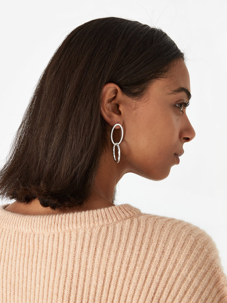 All Blues All Blues Ellipse Double Earring - Polished and Carved Silver - Silver
