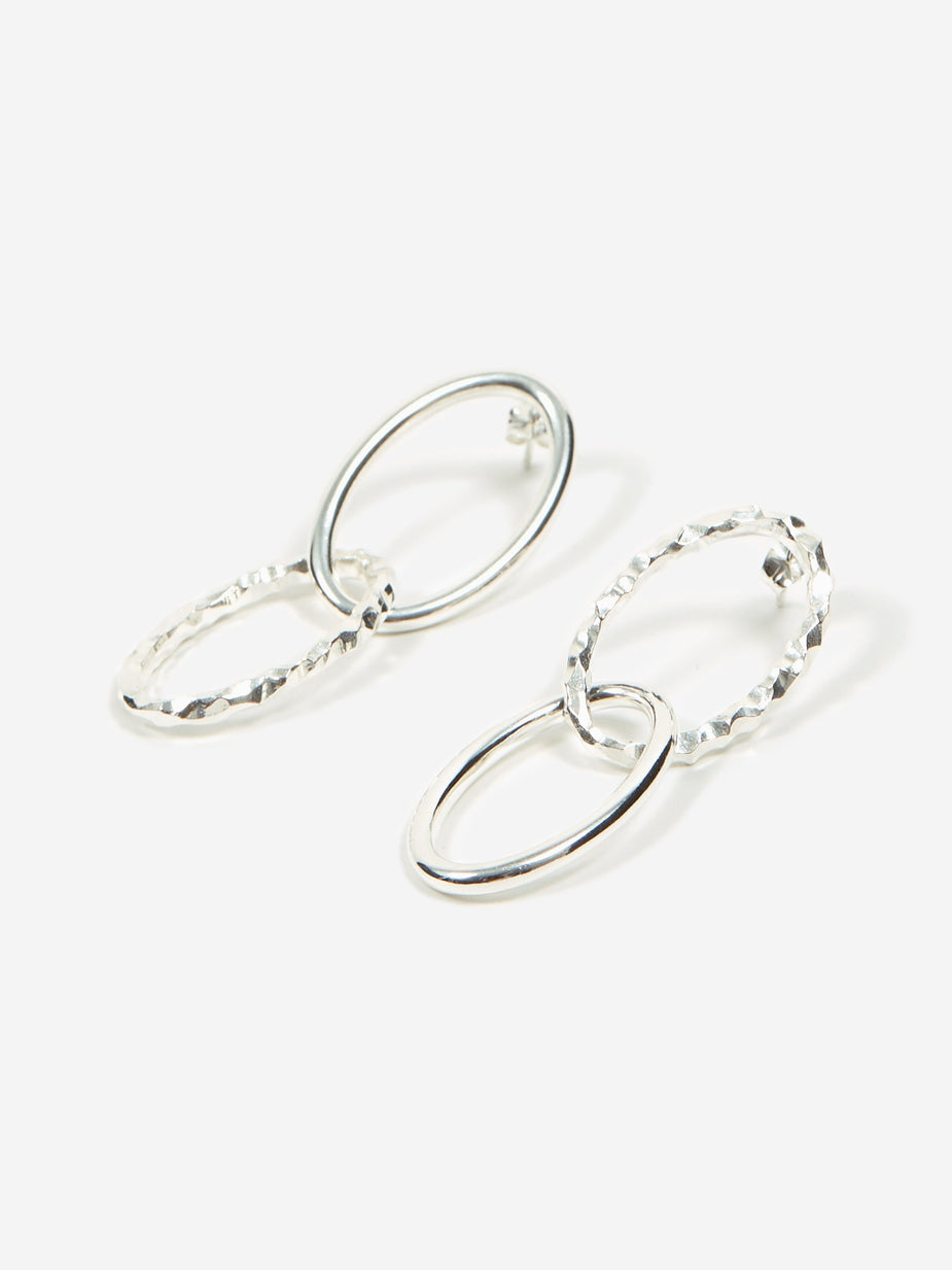 All Blues All Blues Ellipse Double Earring - Polished and Carved Silver - Silver
