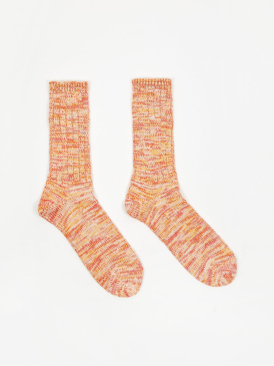 Anonymous Ism Anonymous Ism 5 colour Mix Crew Sock - Orange/Off White - Orange