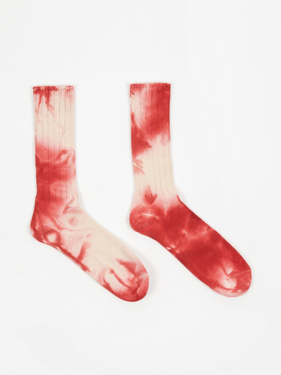 Anonymous Ism Anonymous Ism Uneven Dye Crew Sock - Red - Red