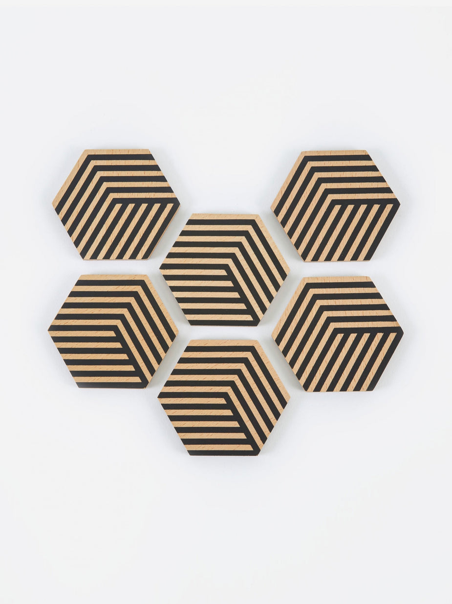 Areaware Areaware Table Tiles Optic Coasters - Black - Black