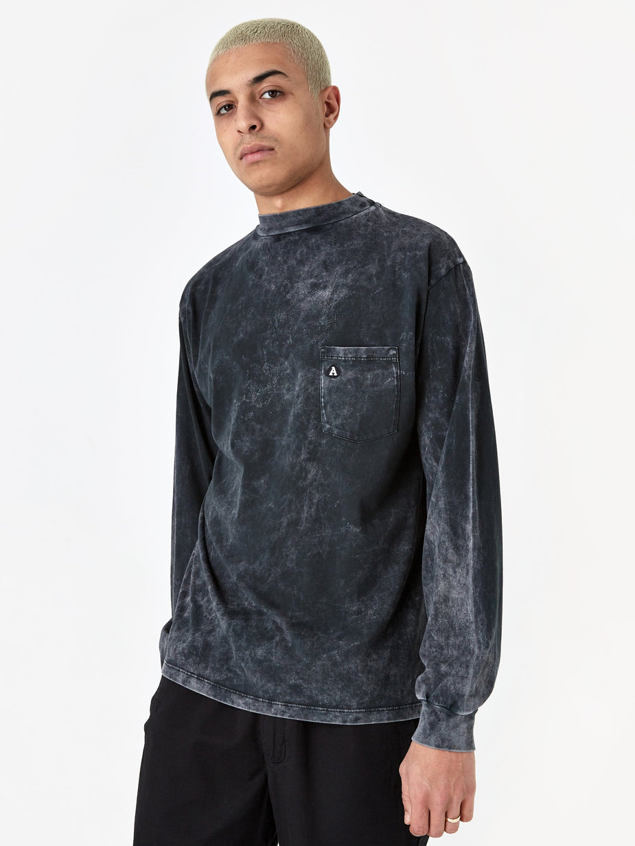 Aries Aries Acid Wash Pocket Longsleeve T-Shirt - Black - Black