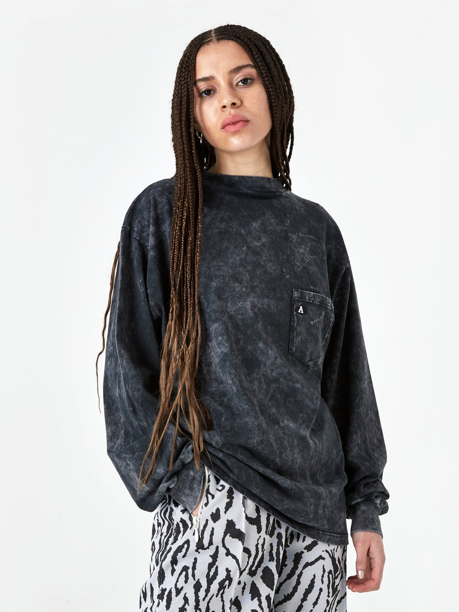 Aries Aries Acid Wash Pocket Longsleeve T-Shirt - Black. - Black