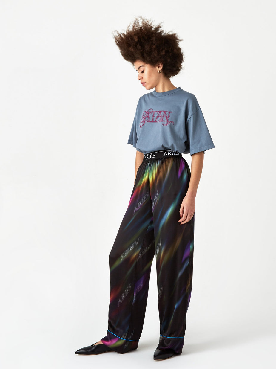 Aries Aries Aurora Silk Pyjama Pant - Black/Multi - Black