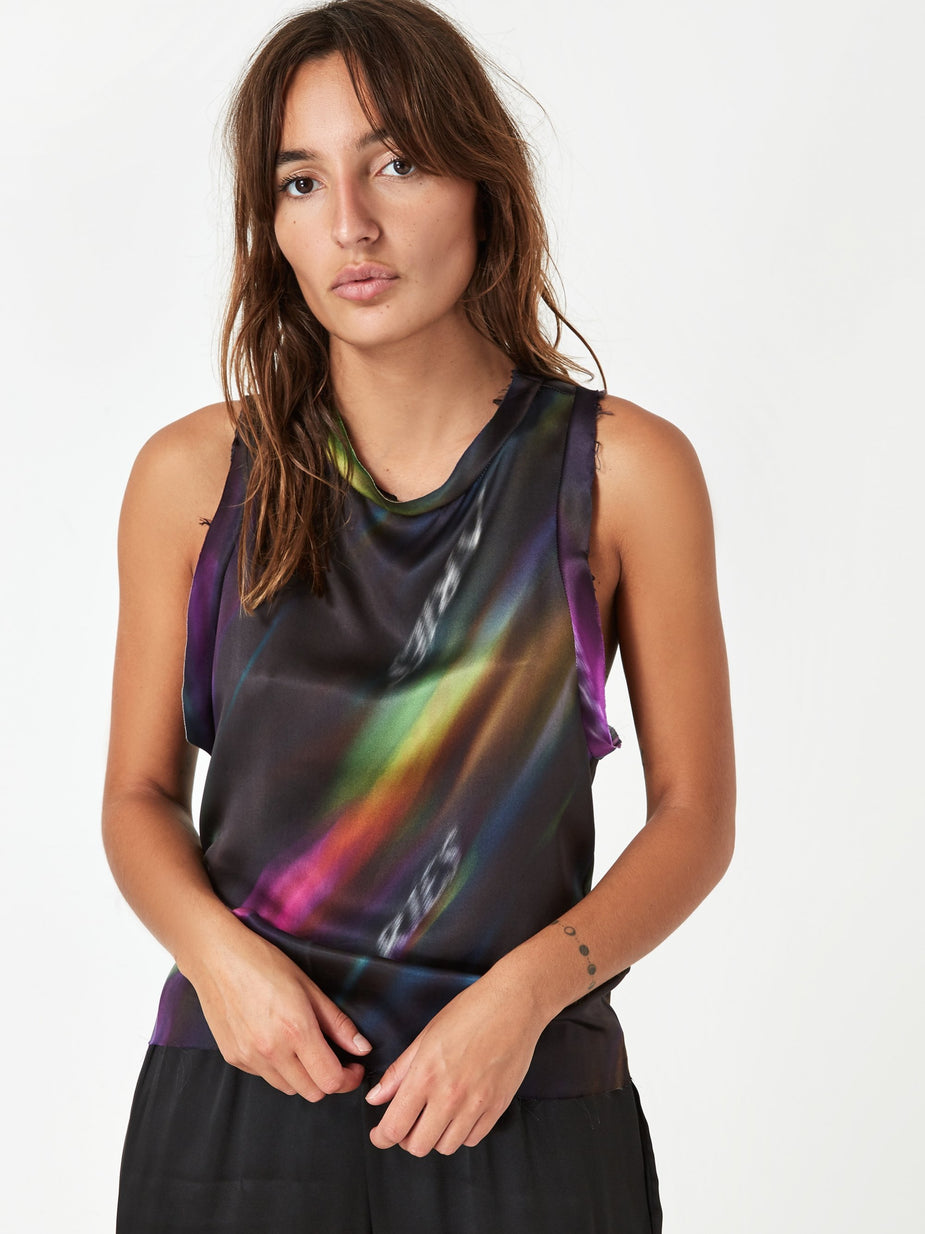 Aries Aries Aurora Silk Vest Top - Black/Multi - Black