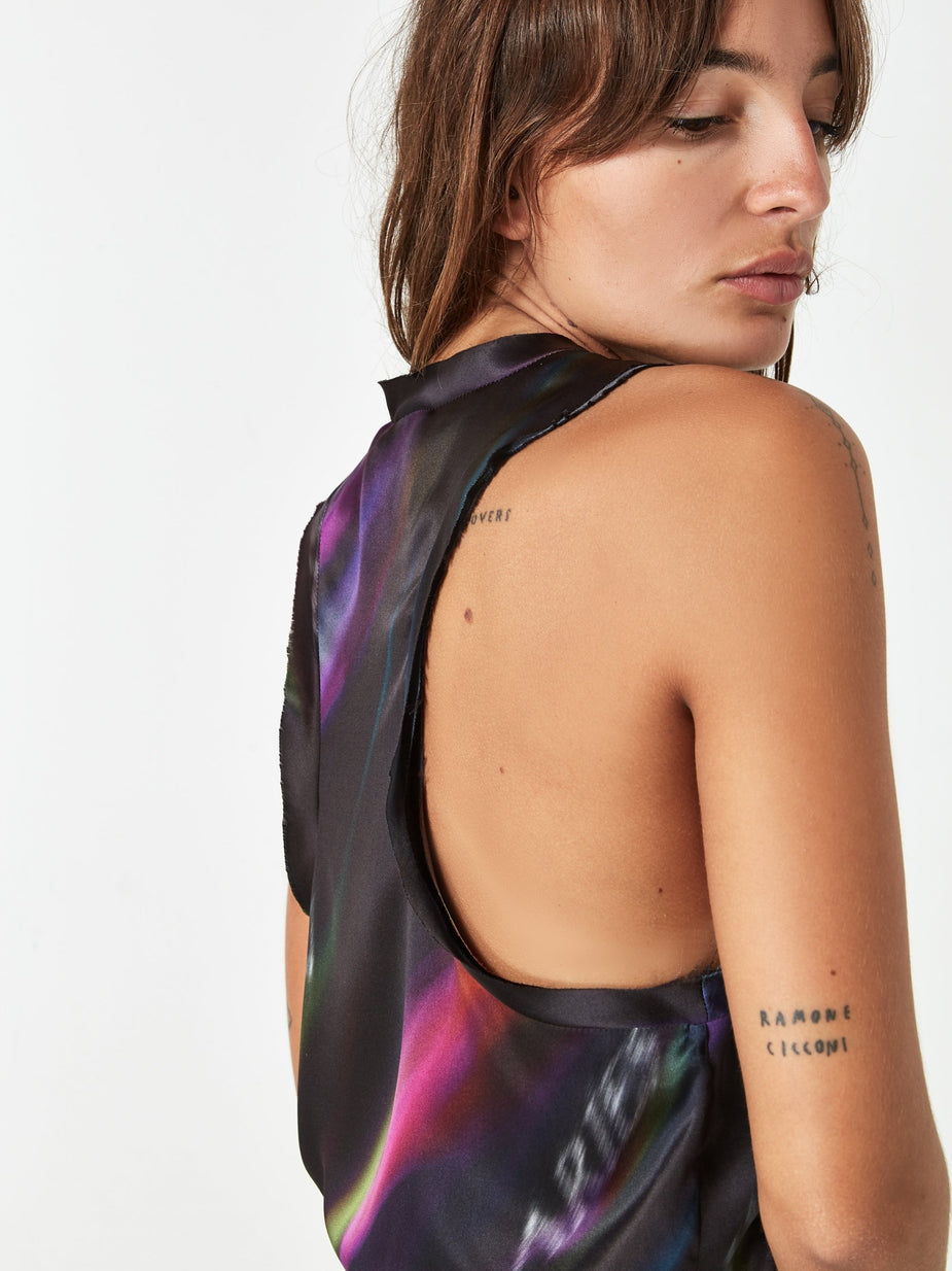 Aries Aries Aurora Silk Vest Top - Black/Multi - Black
