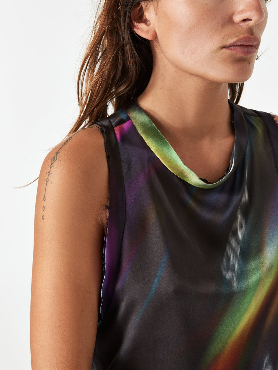 Aries Aries Aurora Silk Vest Top - Black/Multi - Black