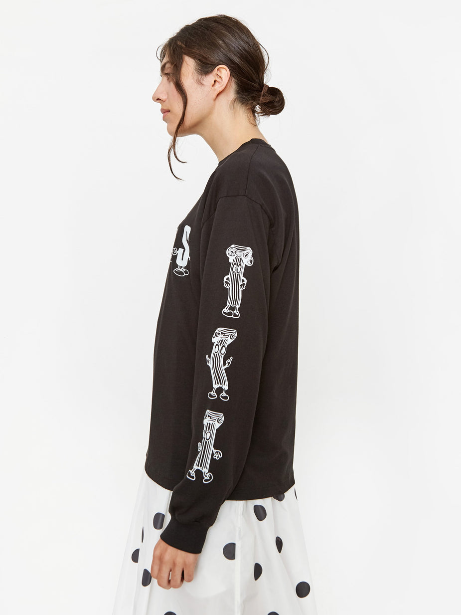 Aries Aries Cartoon Column Longsleeve T-Shirt - Black - Black