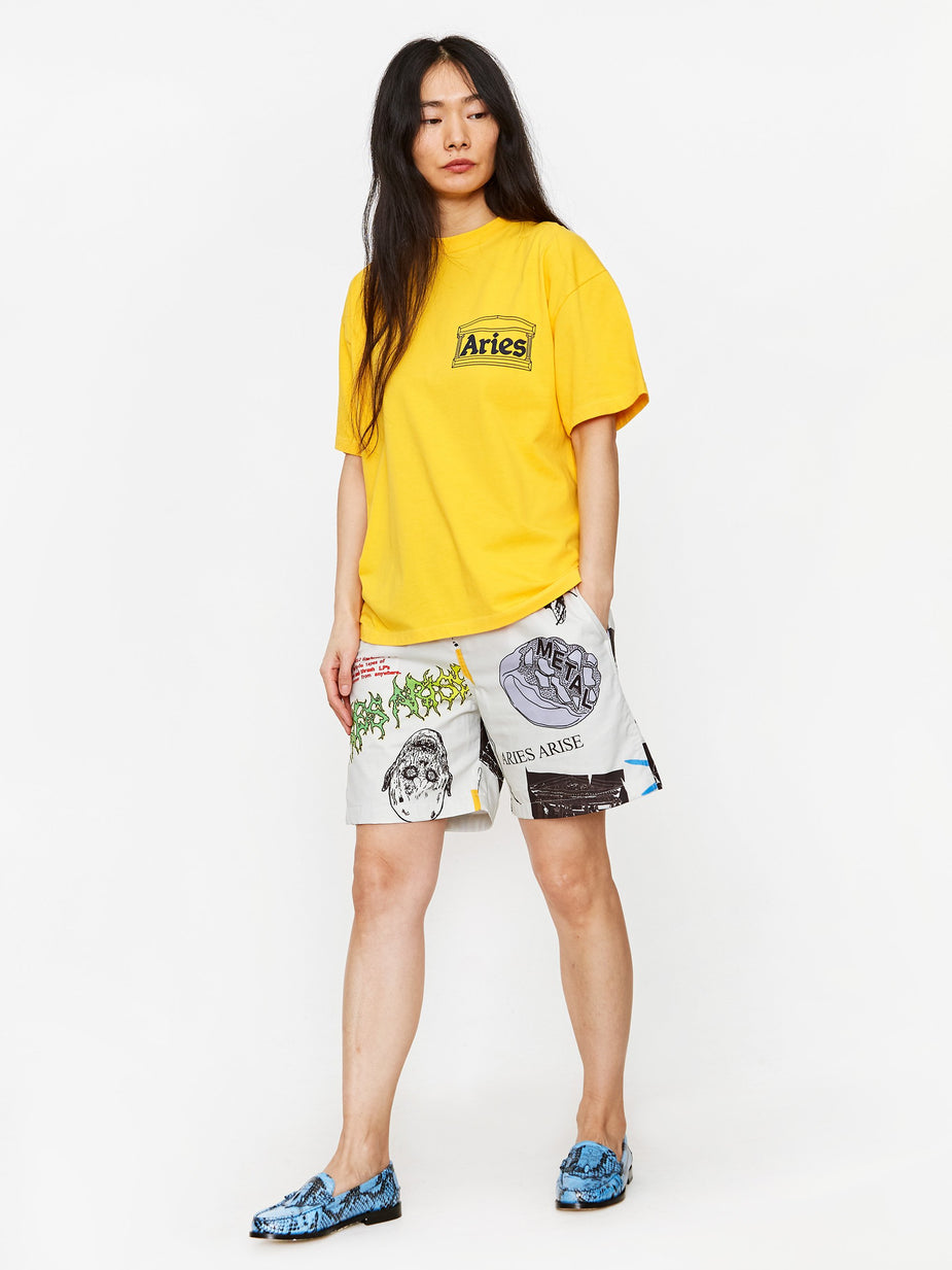 Aries Aries Classic Temple Shortsleeve T-Shirt - Yellow. - Yellow
