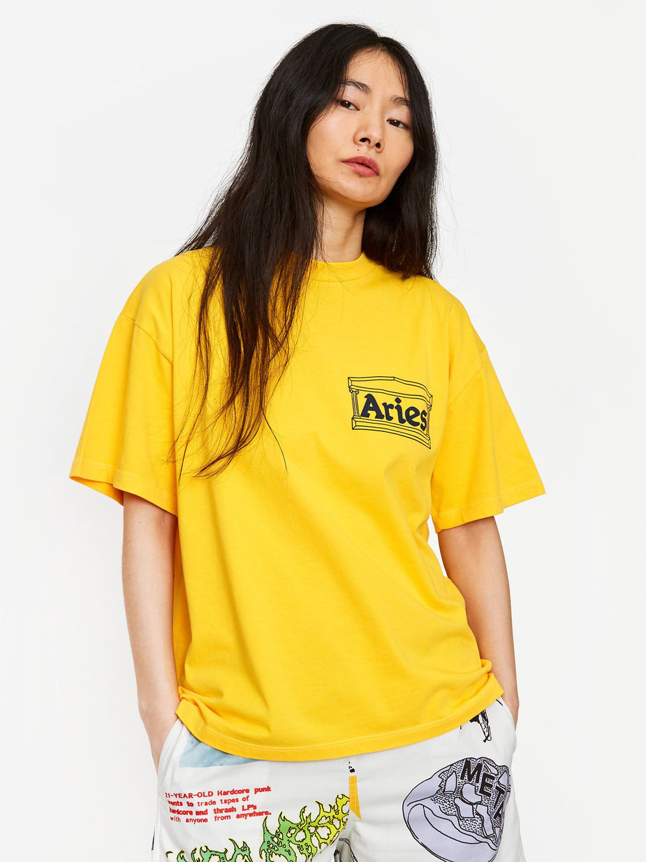 Aries Aries Classic Temple Shortsleeve T-Shirt - Yellow. - Yellow